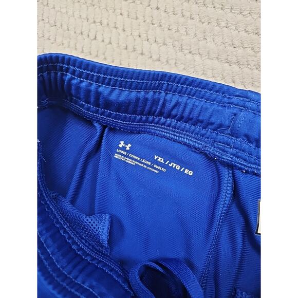 Under Armour Sweatpants Boys Youth XL Blue & White Zipper Bottom - Picture 4 of 7